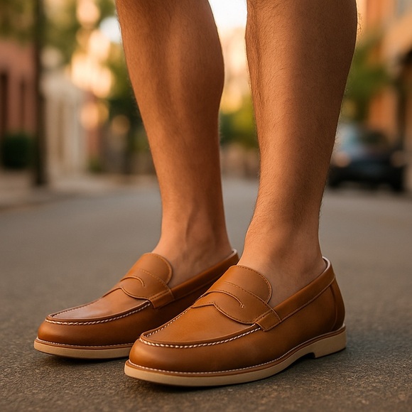 Men's Tan Loafers - Picture 1 of 8